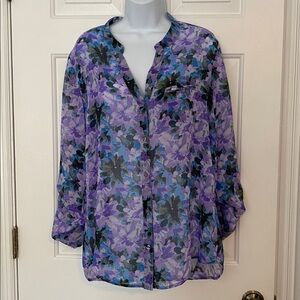 Kut from the Kloth Floral Chiffon Blouse L